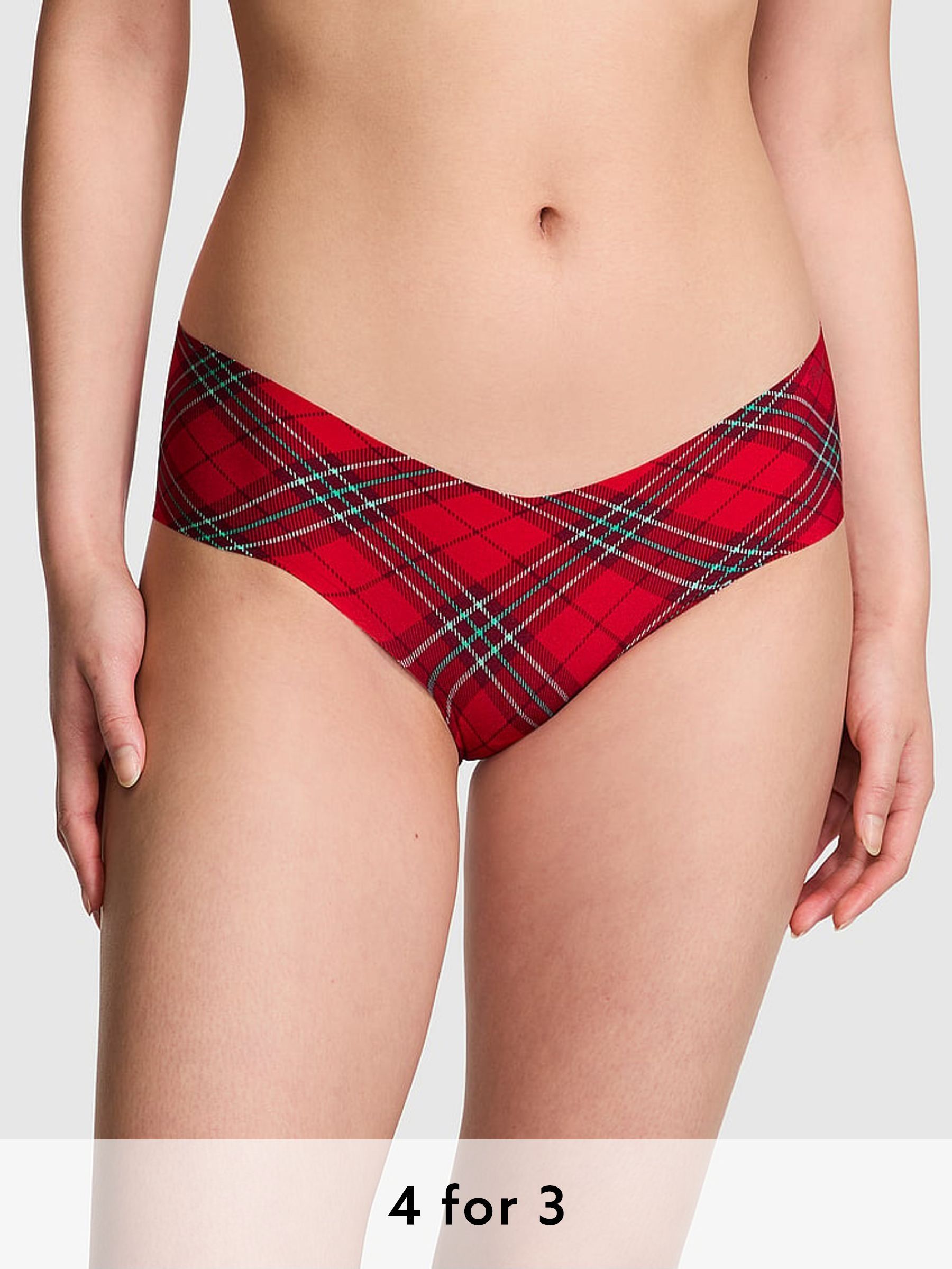 Red Vermillion Plaid Hipster Knickers (E82557) | £9
