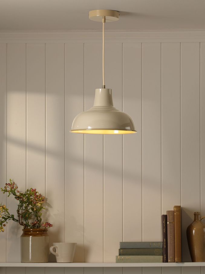 Hatfield Neutral Industrial-Style Pendant Light (E82808) | £60