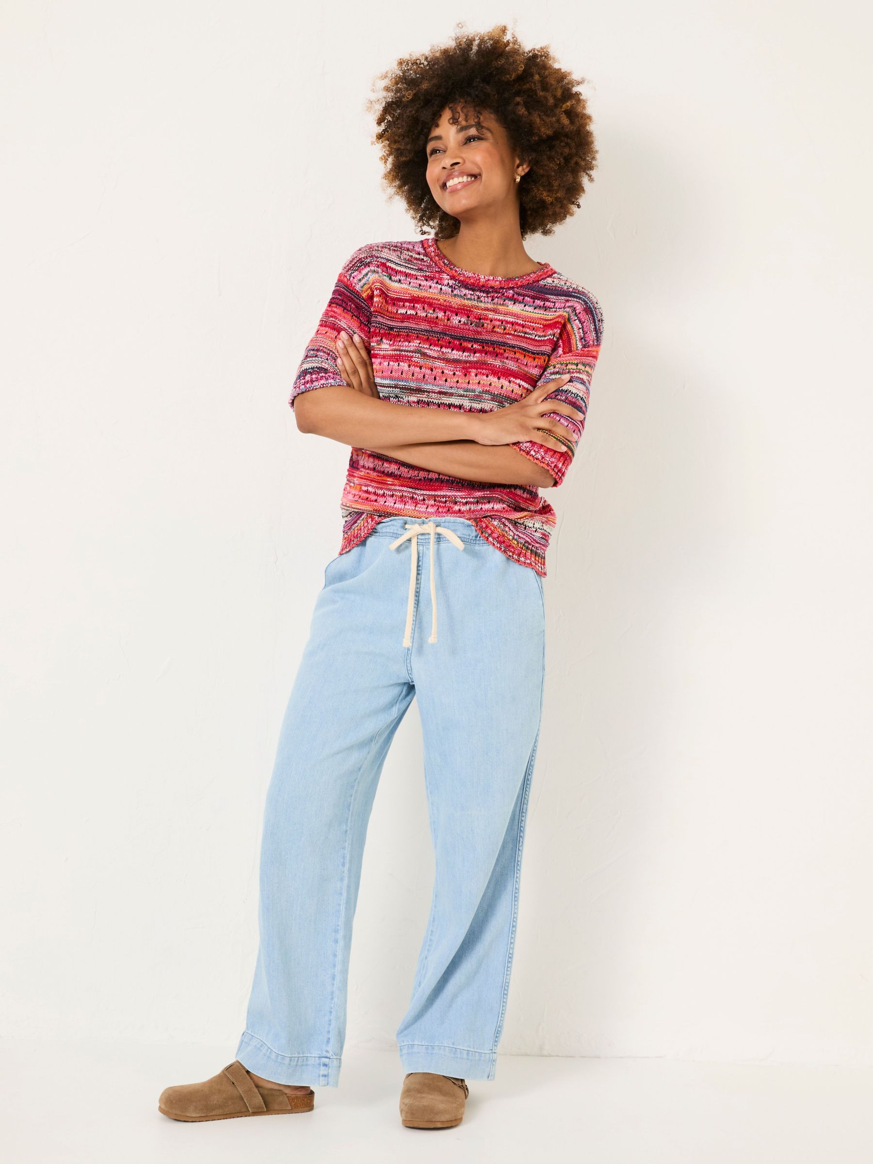Ashby Light Blue Denim Straight Leg Drawstring Jeans (E82840) | £55