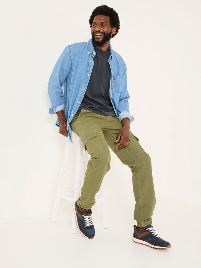 Wardly Olive Green Canvas Cargo Trousers (E82946) | £35