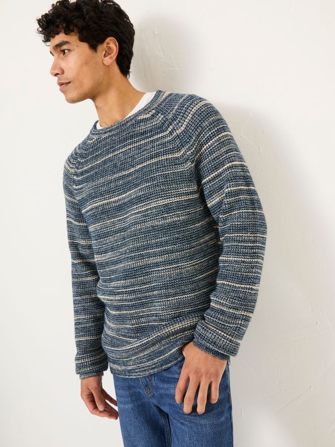 Navy Ombre Knitted Crew Neck Jumper (E82967) | £30