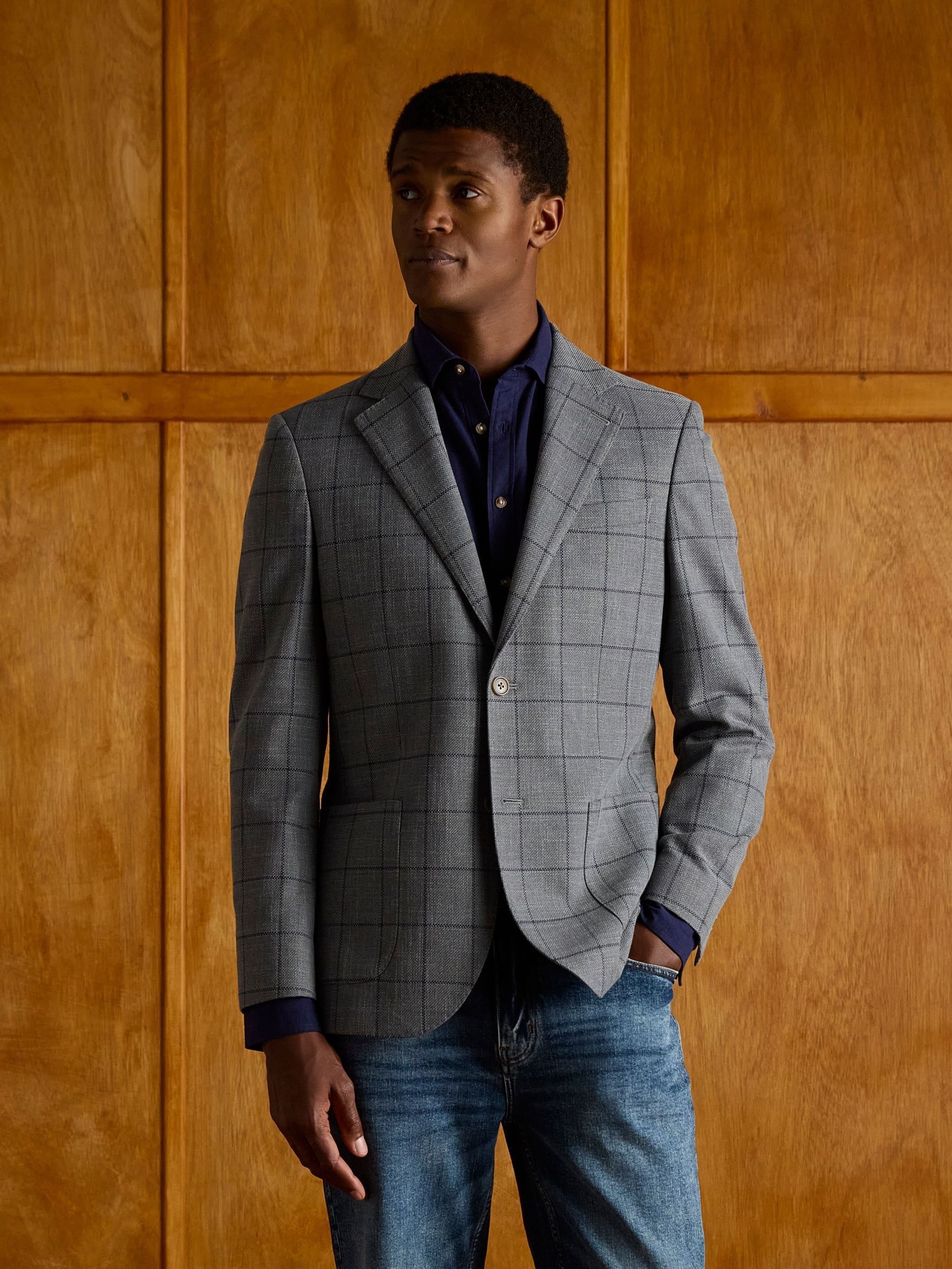 Grey Slim Fit Check Blazer (E83143) | £179