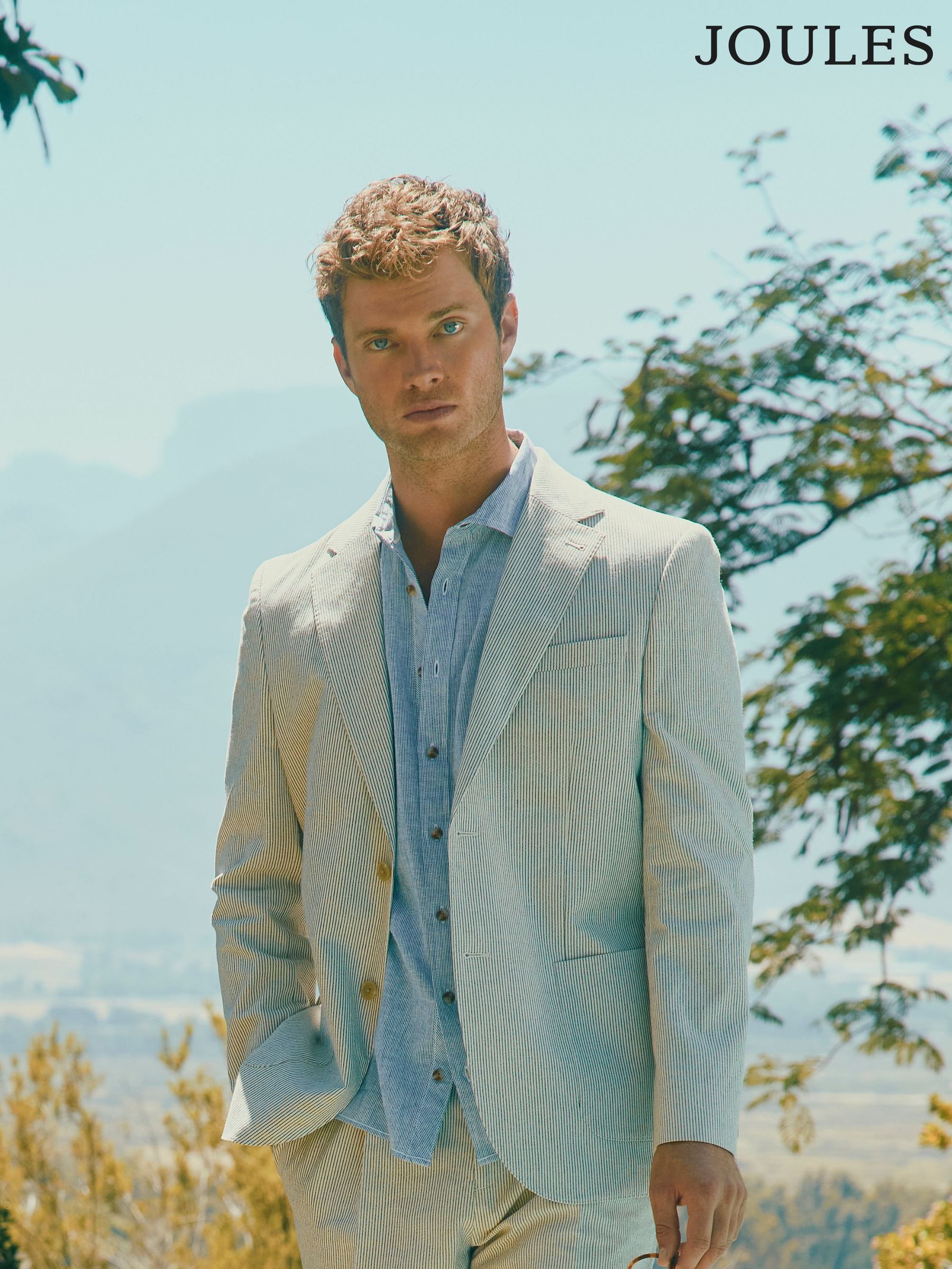 Ecru White Slim Fit Stripe Suit Jacket (E83148) | £149