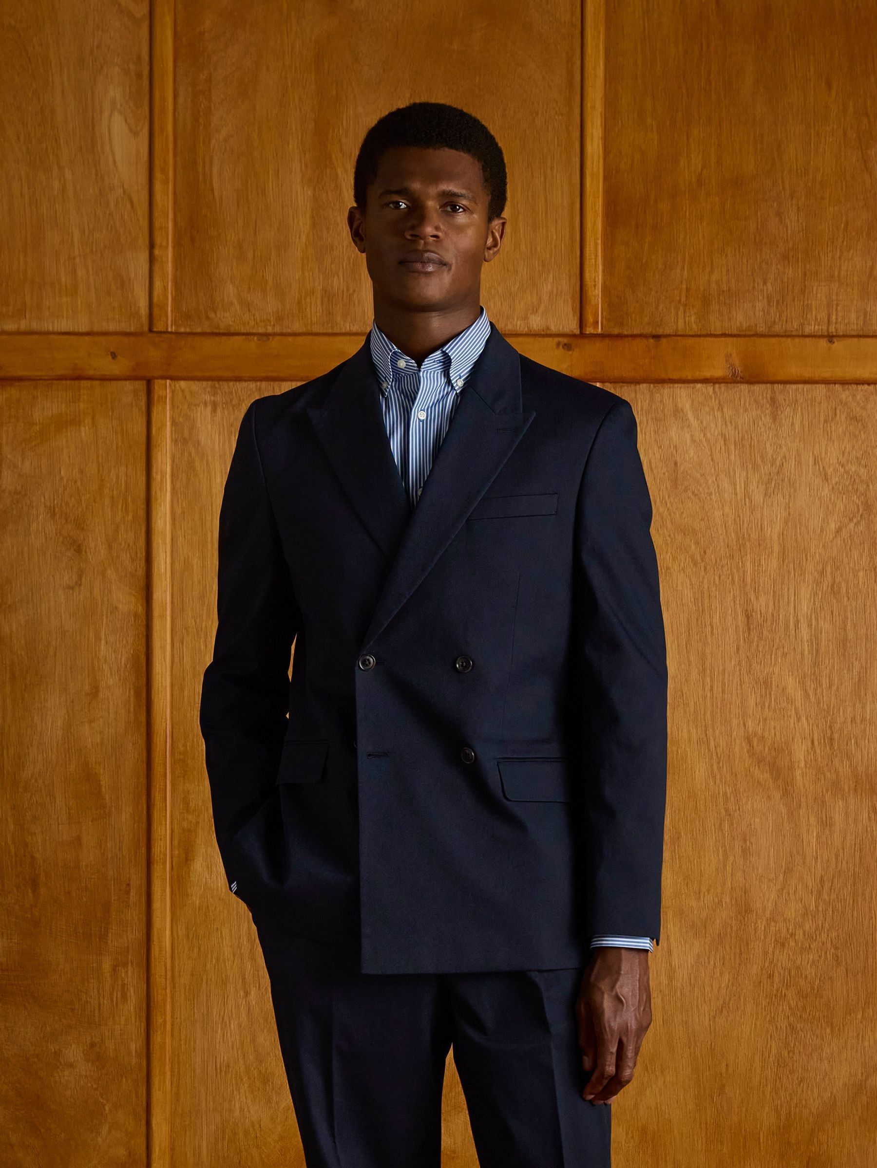Navy Double Breasted Suit Jacket (E83159) | £149