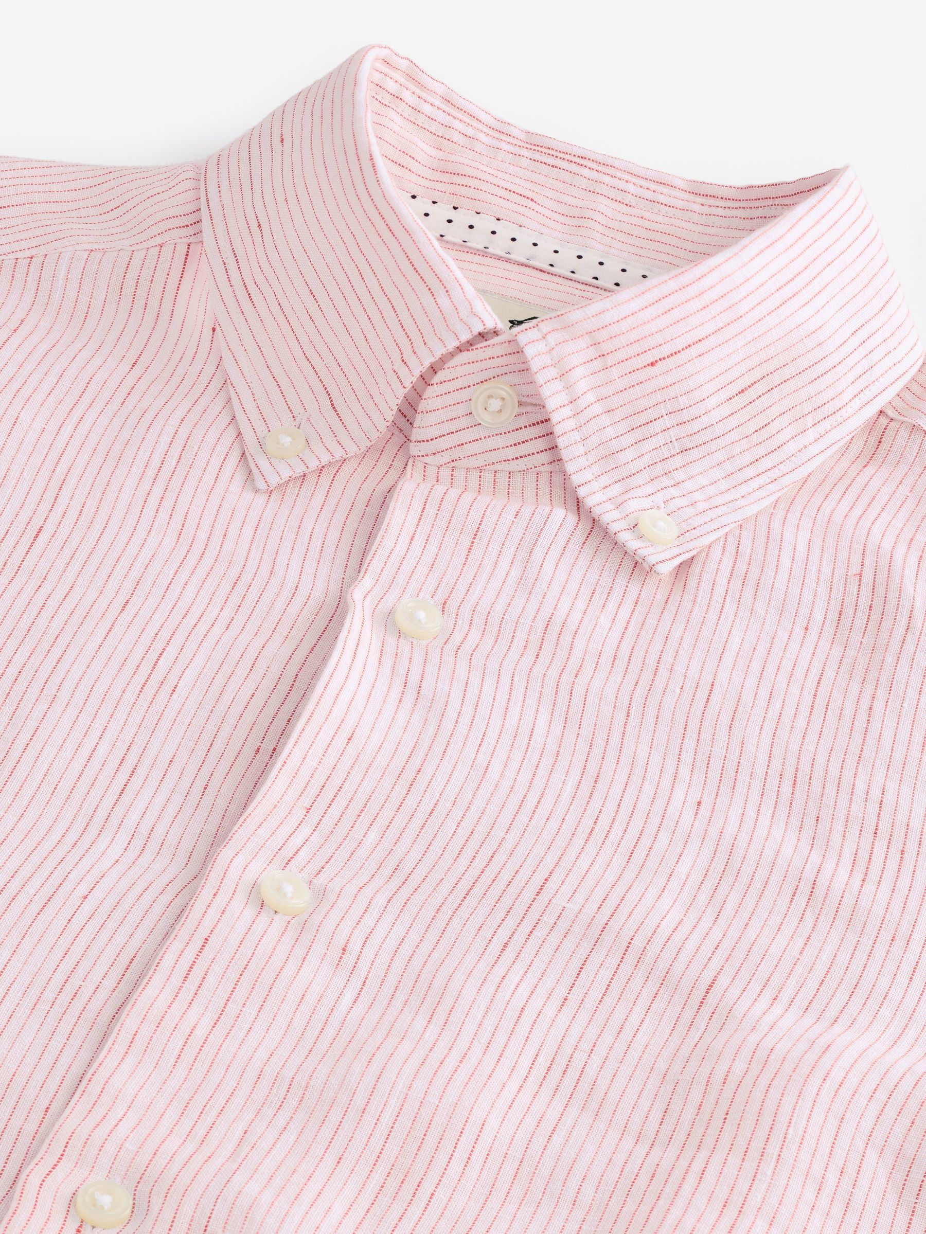 Pink Stripe Long Sleeve 100% Linen Shirt (E83169) | £69