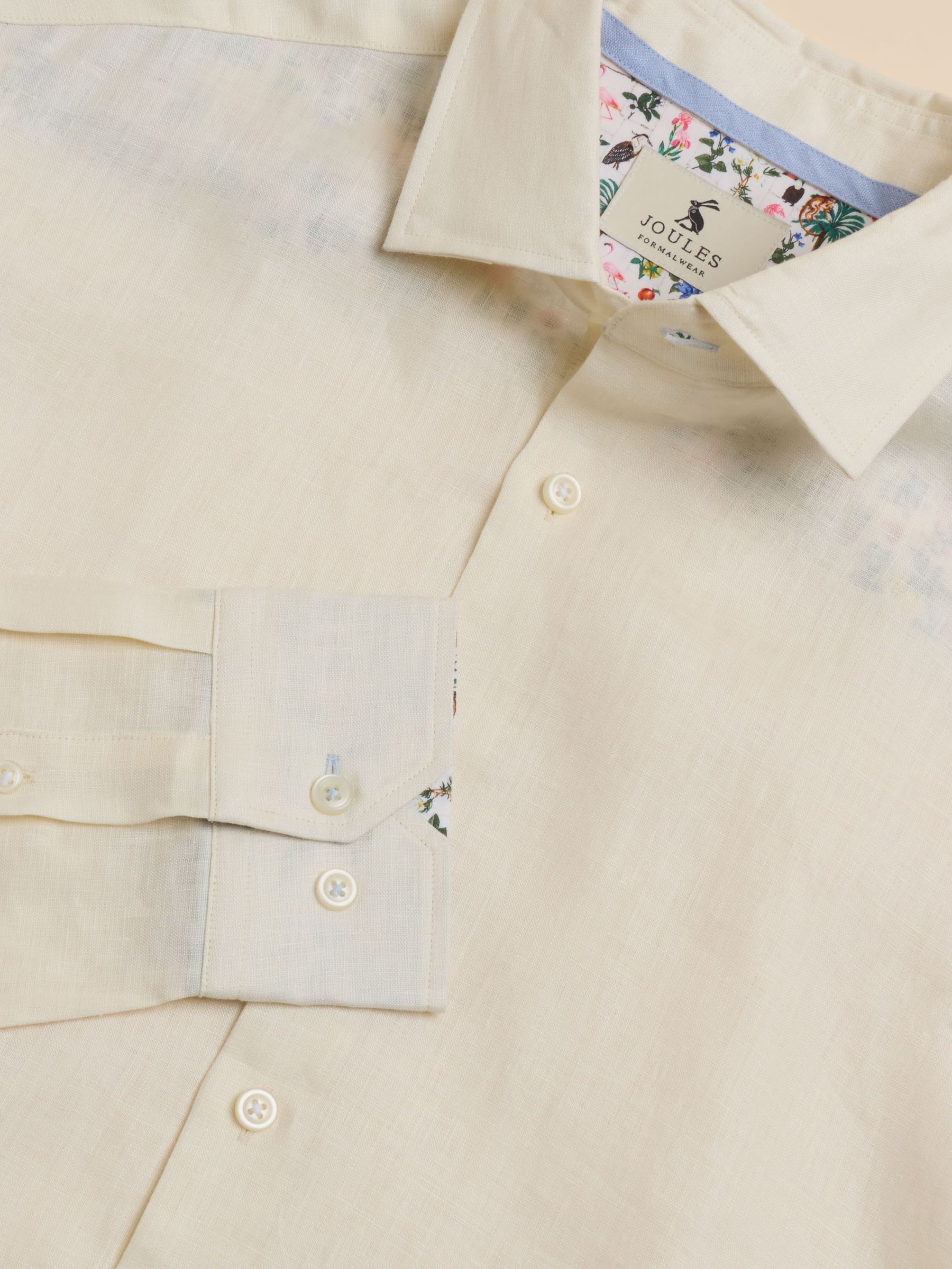 Cream Long Sleeve 100% Linen Shirt (E83172) | £69