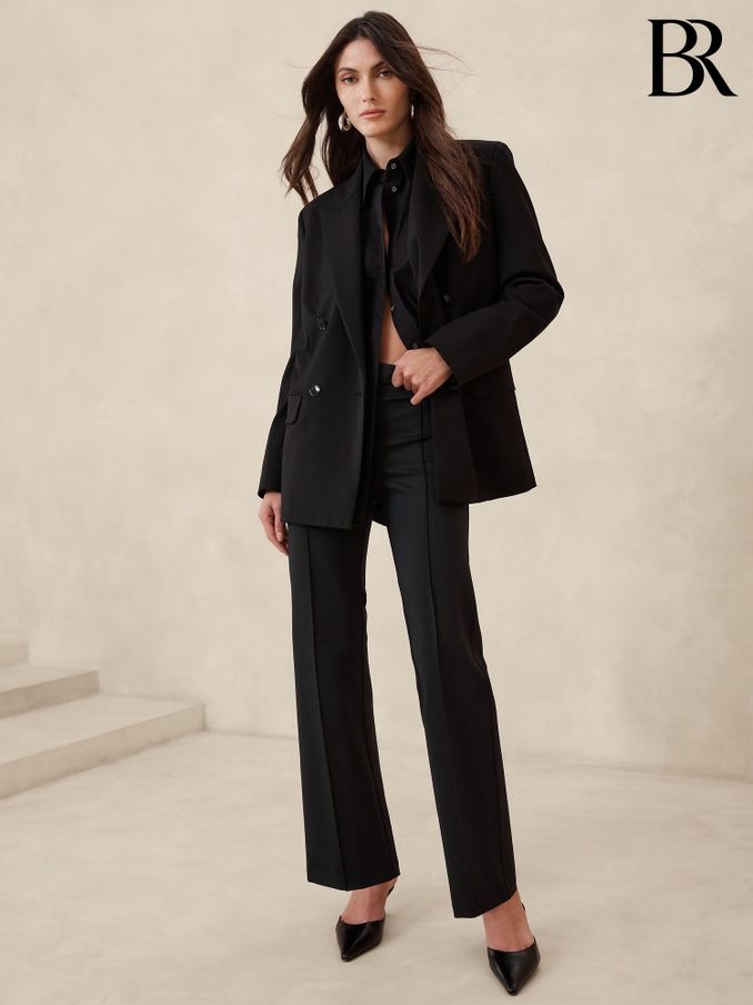 Banana Republic Black Straight Everywhere Ponte Trousers (E83712) | £52