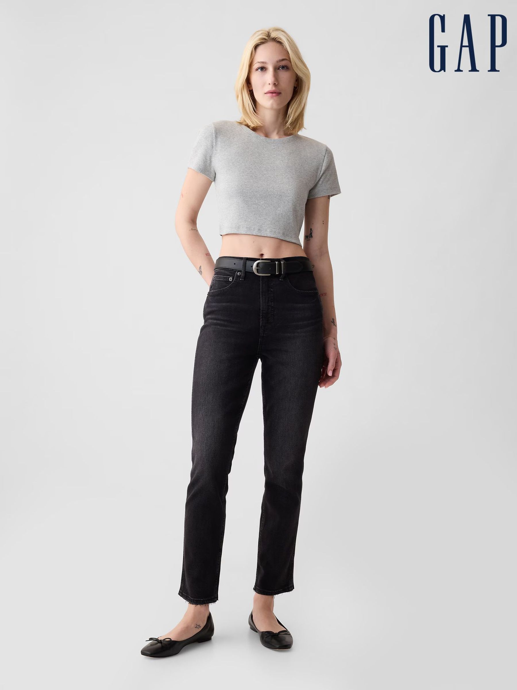 Black High Waisted Ankle Length Vintage Slim Jeans (E83957) | £60