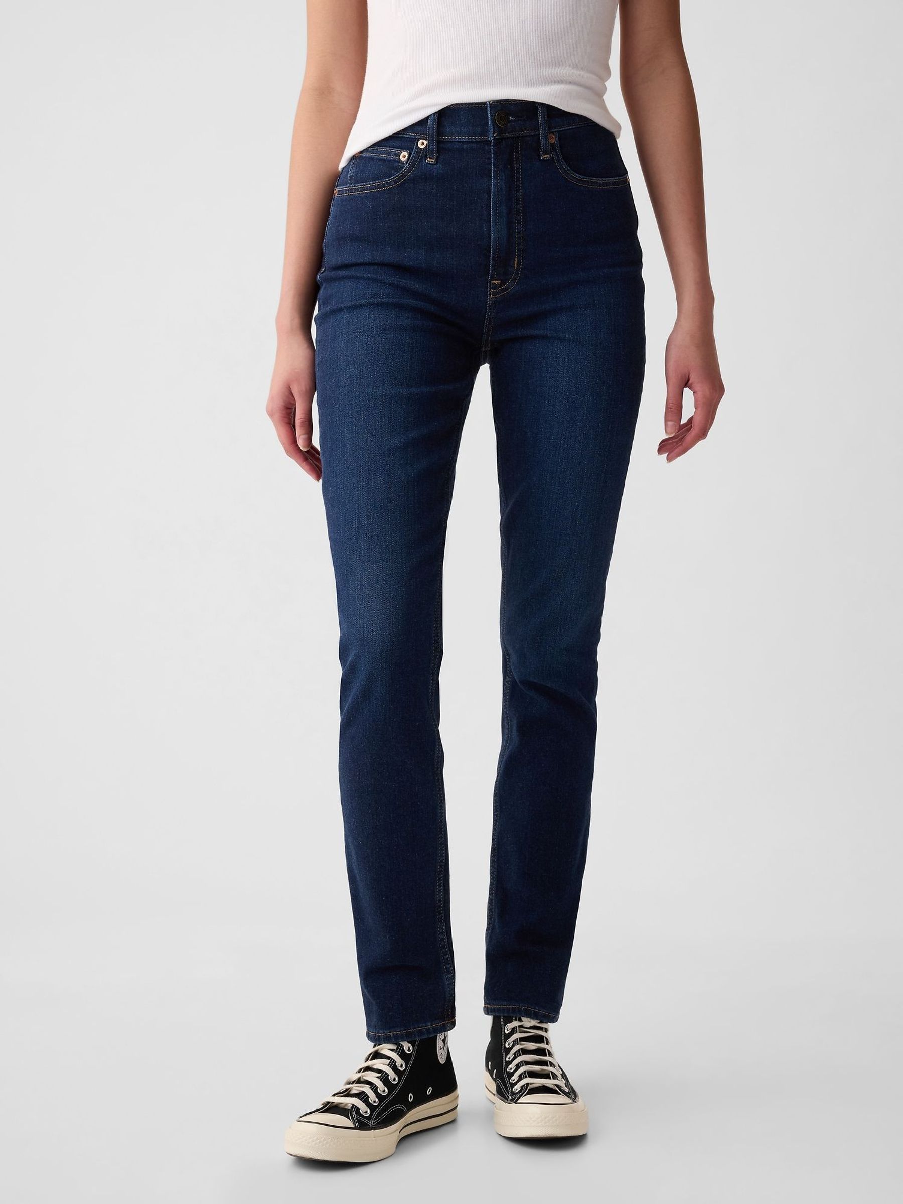 Blue High Waisted Ankle Length Vintage Slim Jeans (E83962) | £60