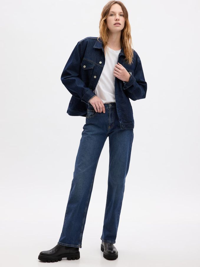 Blue Mid Rise Straight 90s Loose Jeans (E83968) | £50