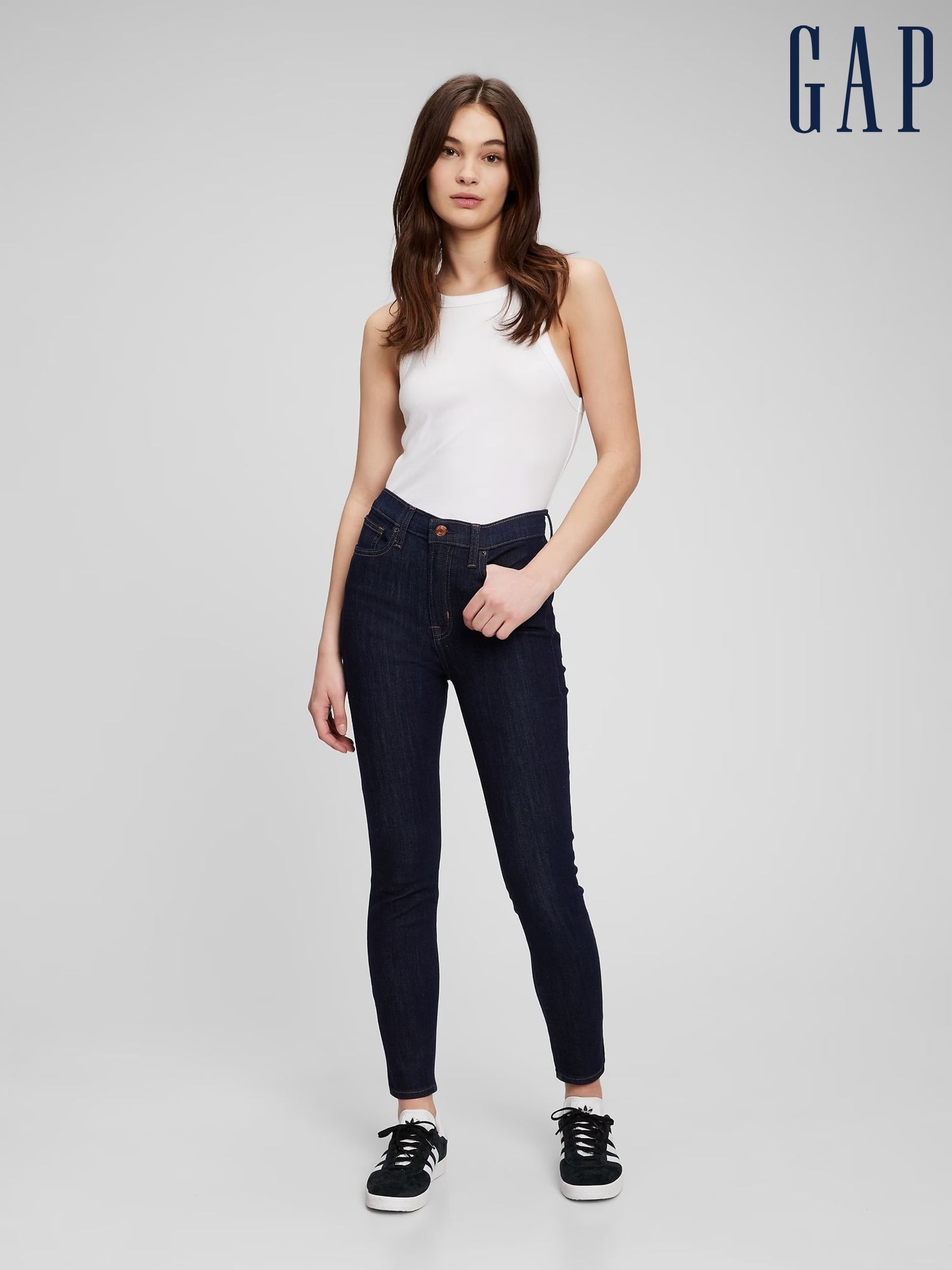 Dark Wash Blue High Waisted True Skinny Jeans (E83973) | £45
