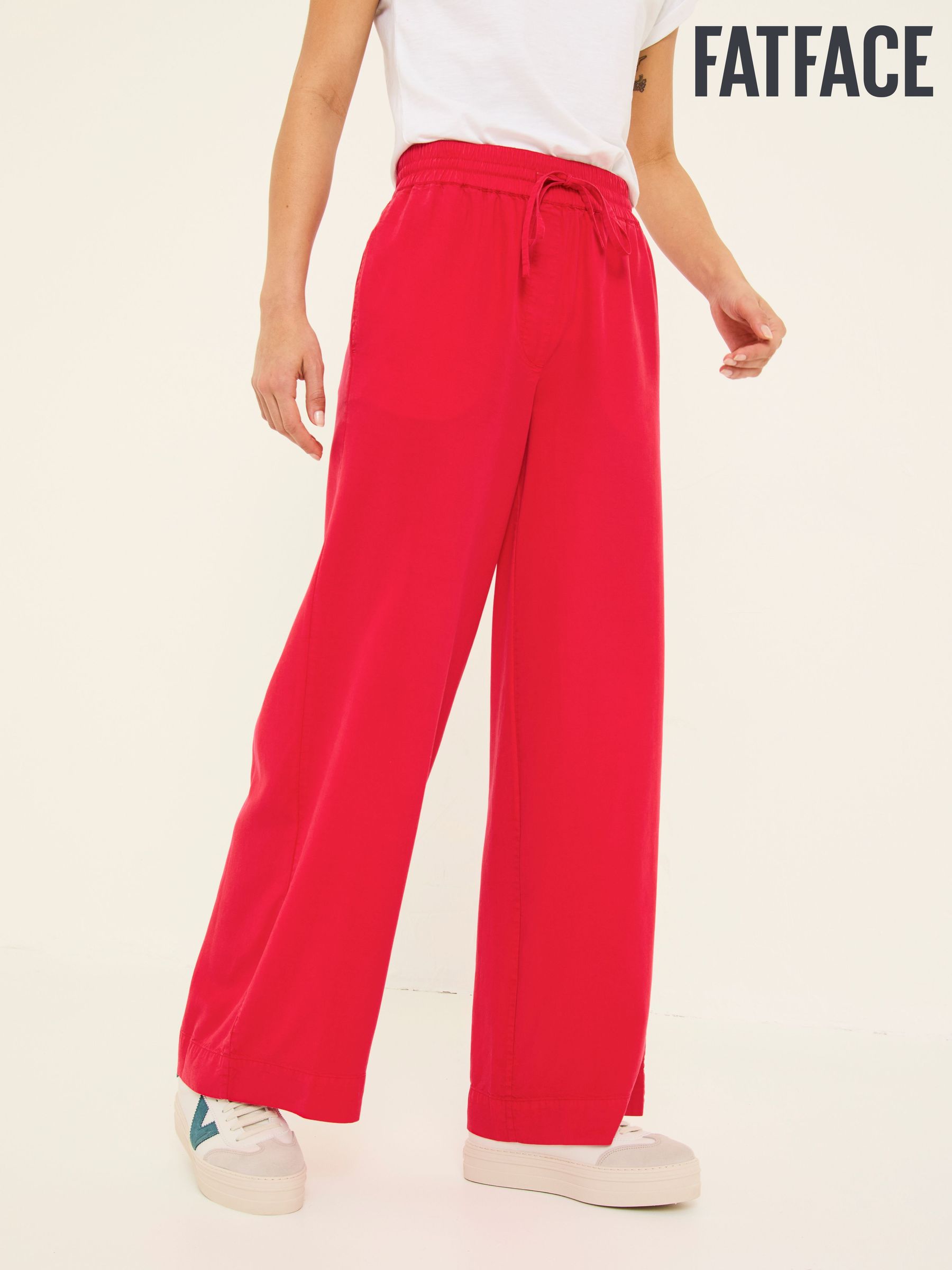 Luna Bright Red Wide Leg Trousers (E84519) | £59