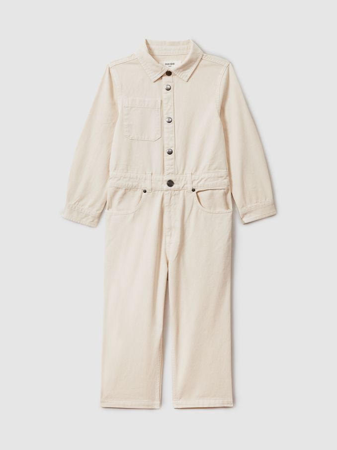 13-14 yrs Denim Wide Leg Jumpsuit in Ecru (E85662) | £30