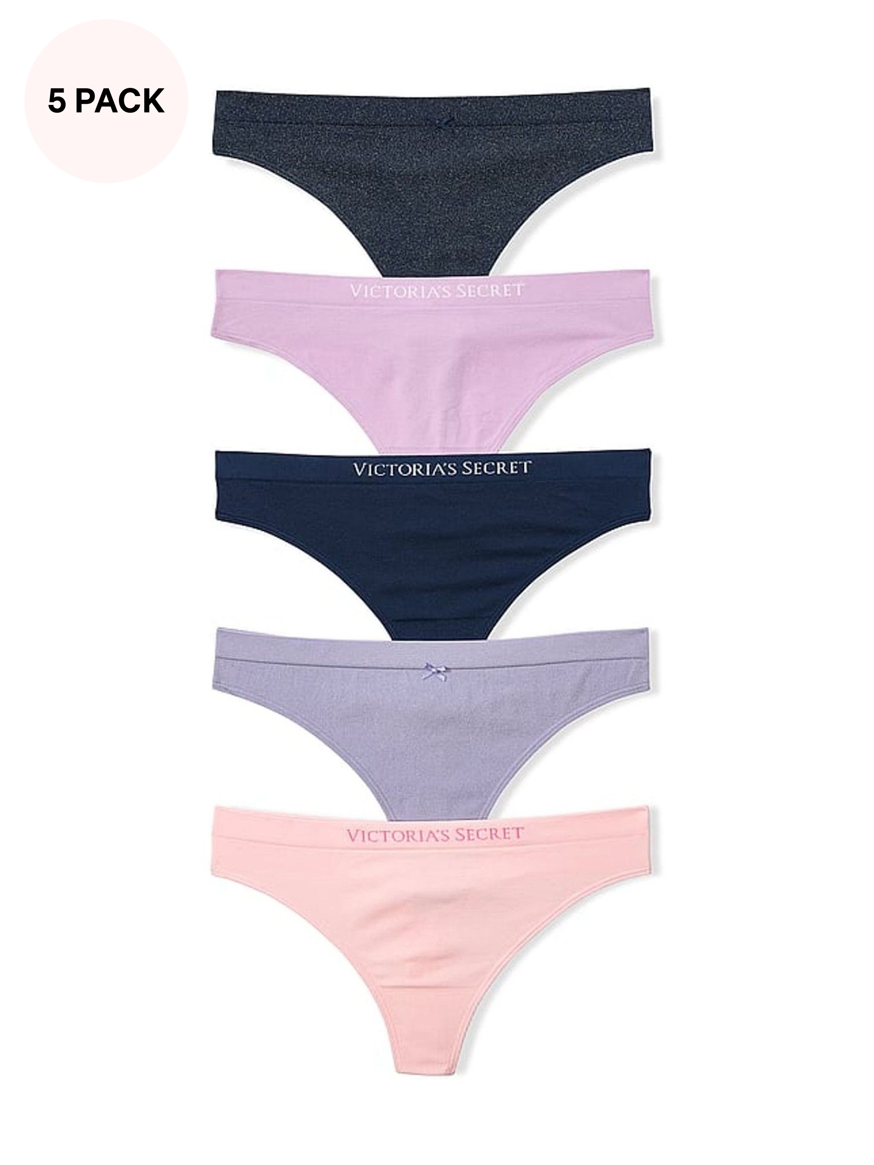 Blue/Purple/Pink - Thong 5 Pack Knickers