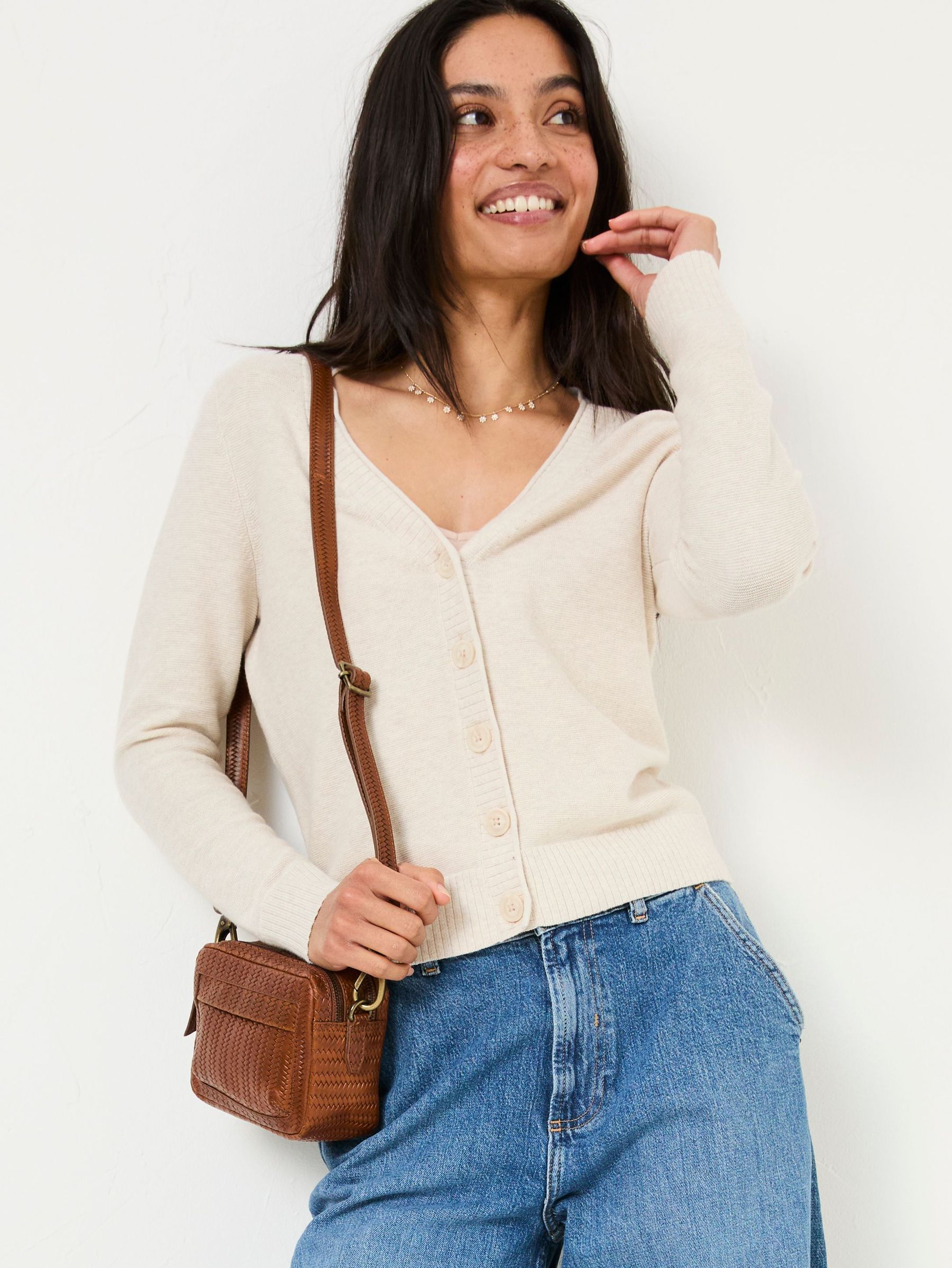 Lucia Ivory V-Neck Knitted Cardigan (E85943) | £45