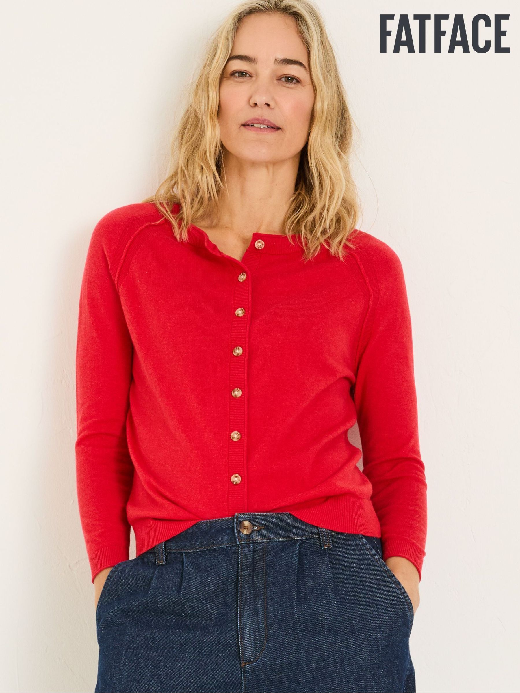 Rose Red Crew Neck Cardigan (E85948) | £42