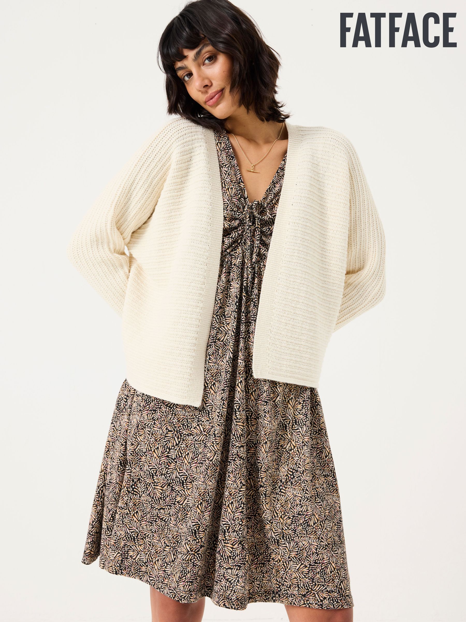 Kya Ivory Knitted Kimono Cardigan (E85957) | £28