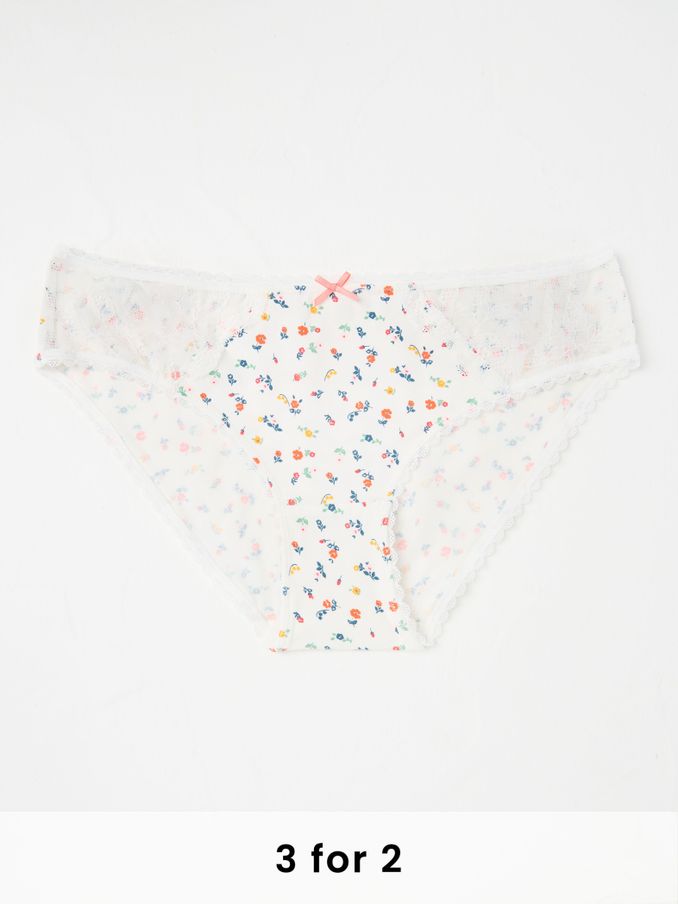 White Floral Mini Knickers (E86322) | £9