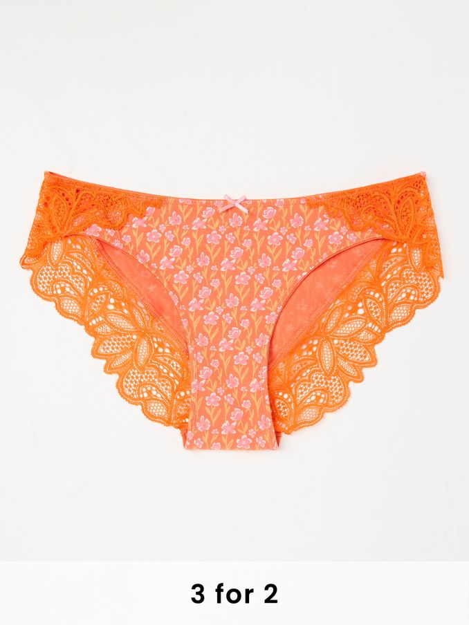 Orange Floral Cheeky Knickers (E86327) | £9