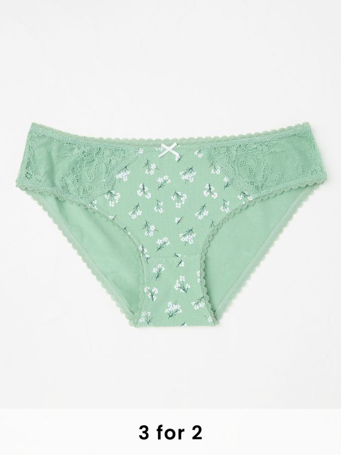 Green Floral Mini Knickers (E86353) | £9