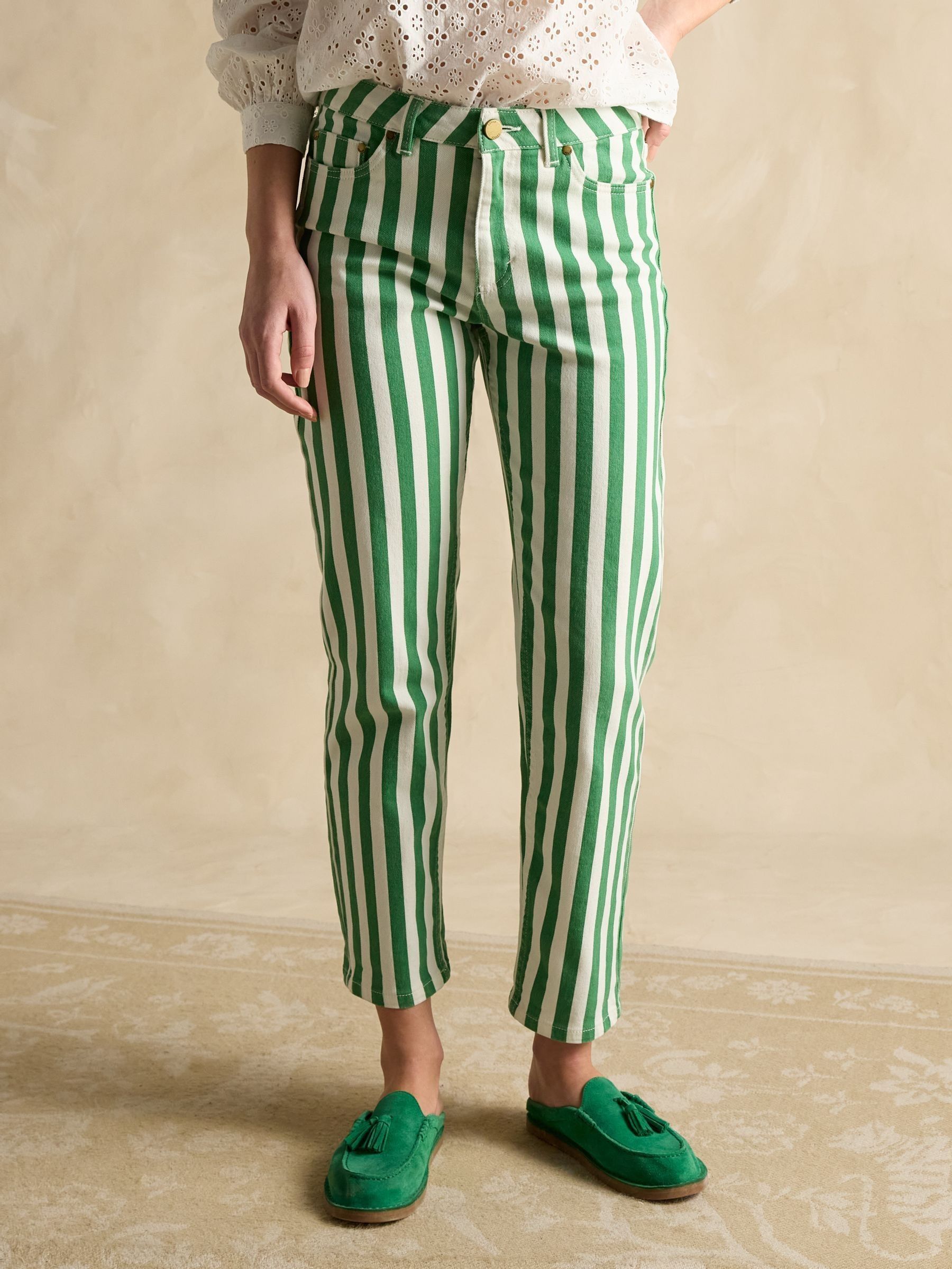 Green Stripe Straight Fit Mid Rise Jeans (E86509) | £69