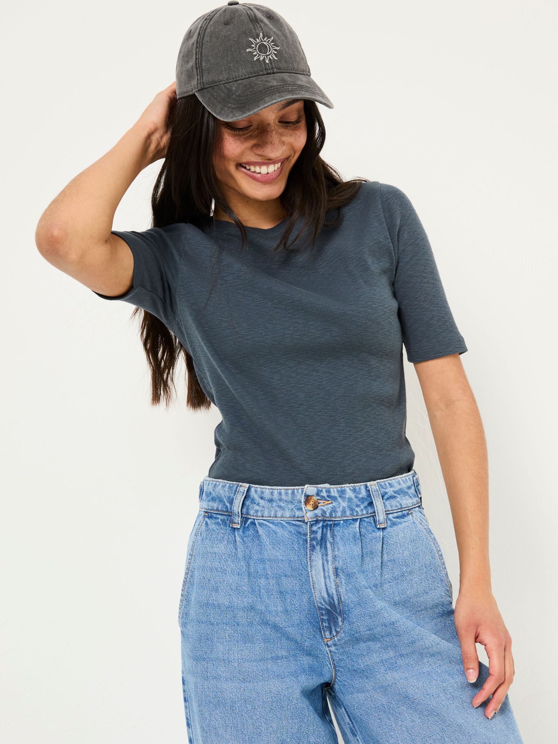 Callie Dark Blue Short Sleeve Top (E86603) | £27.50