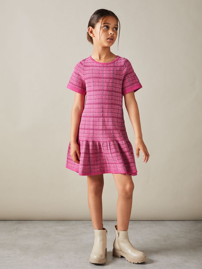 4-9 yrs Cotton Blend Checked Smocked Dress in Pink (E86646) | £25