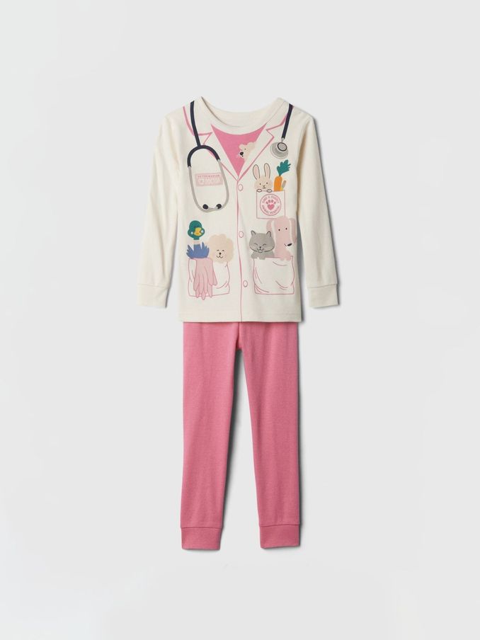 White/Pink Vet Cotton Long Sleeve Pyjamas (6mths-5yrs) (E86726) | £8