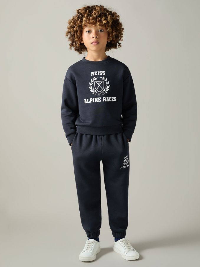 3-9 yrs Cotton-Blend Alpine Races Joggers in Navy/White (E87457) | £15
