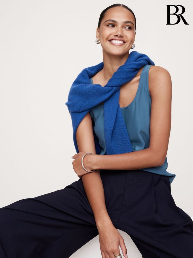 Banana Republic Blue 100% Silk Sleeveless Vest Top (E87521) | £37