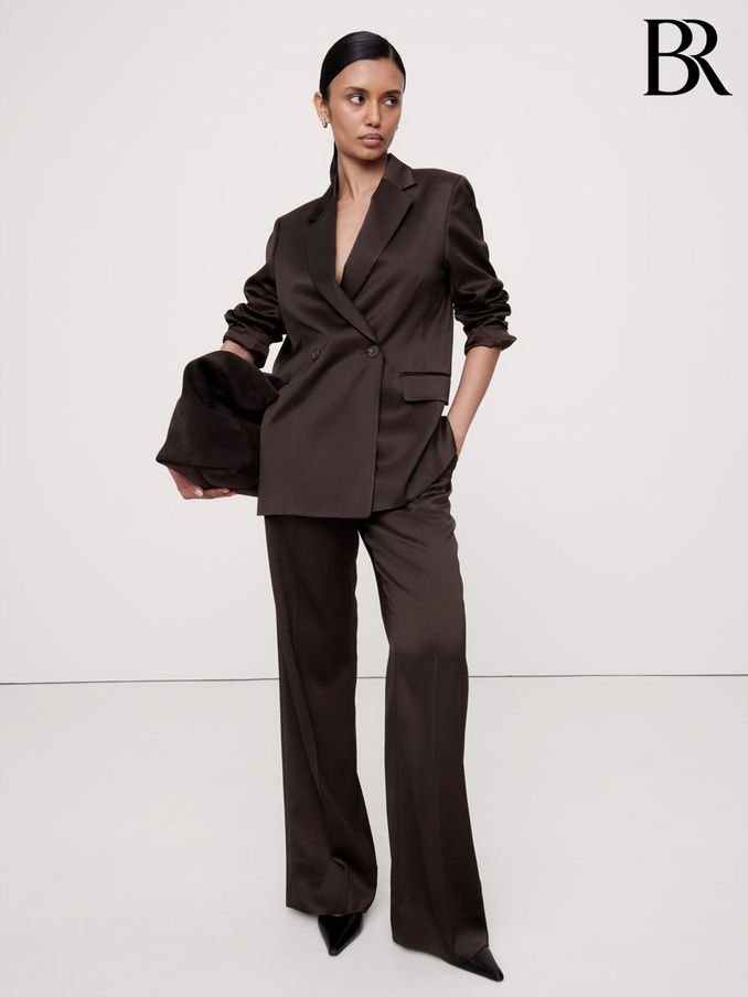 Banana Republic Brown Relaxed Longline Double Breasted Blazer (E87539) | £112