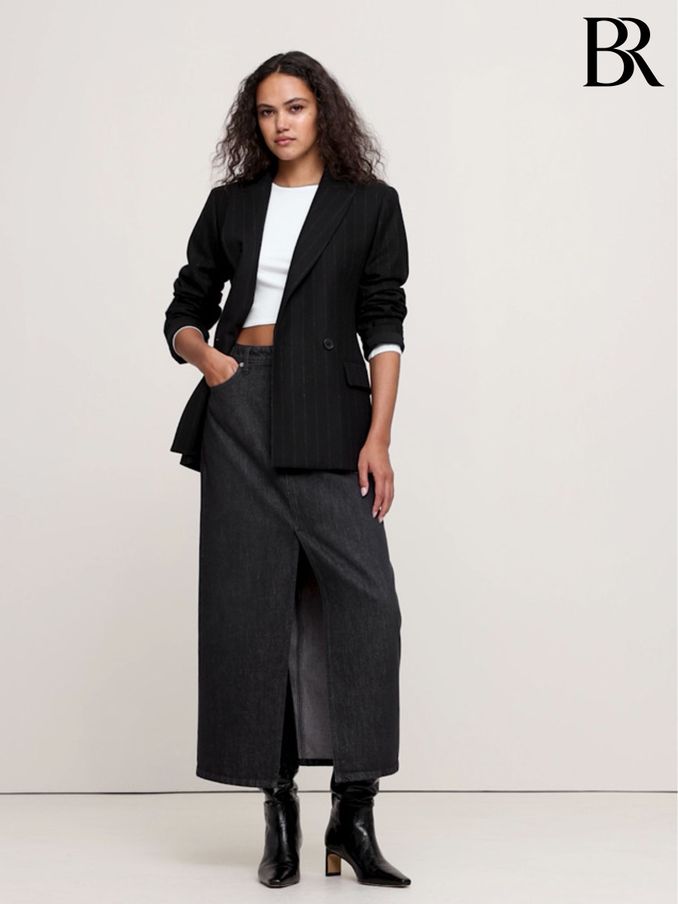 Banana Republic Black Hourglass Italian Flannel Blazer (E87540) | £135