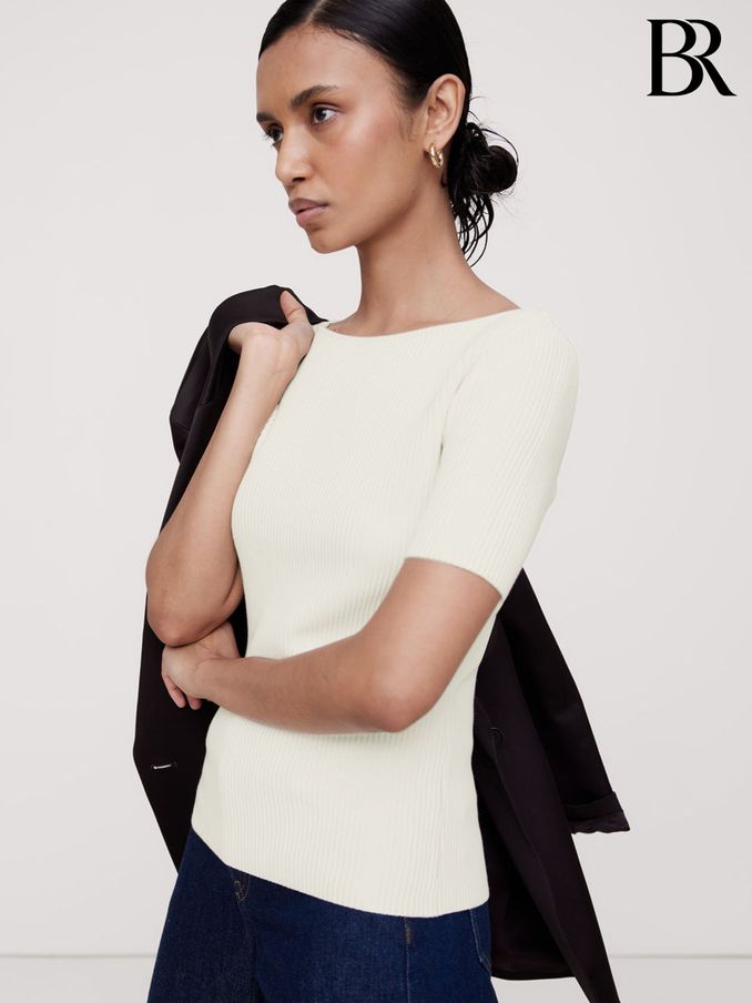 Banana Republic White Cece Sculpted Ribbed Tank Top (E87549) | £75