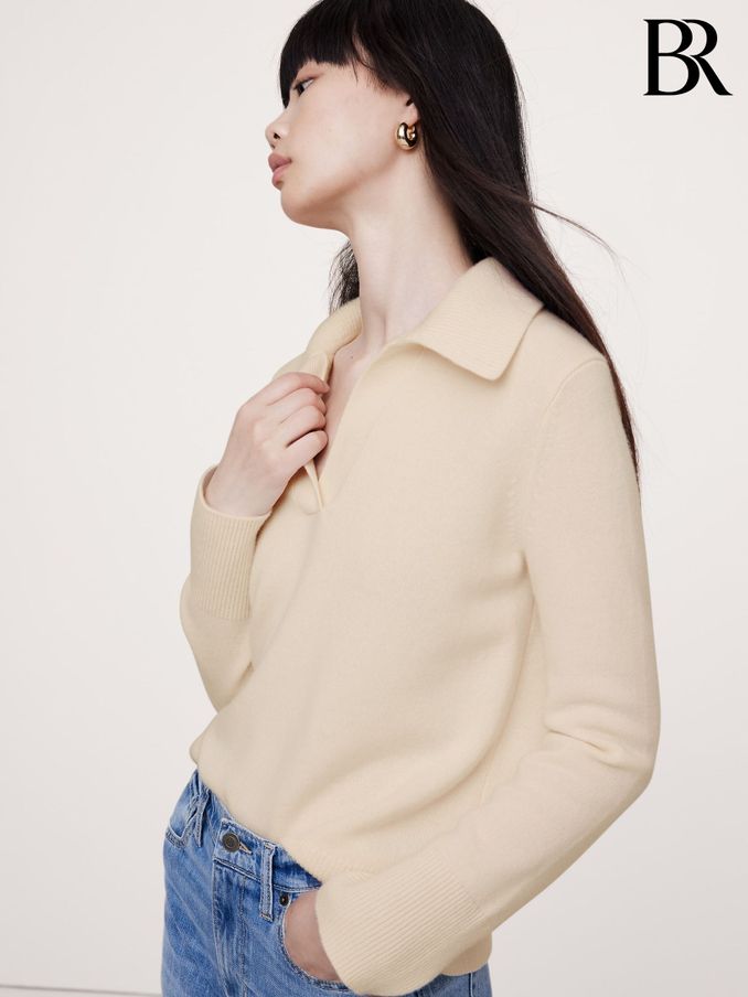 Banana Republic Beige Cashmere Jumper Polo (E87556) | £185