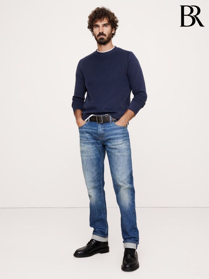 Banana Republic Blue Double-Knit Crew Neck Jumper (E87803) | £31