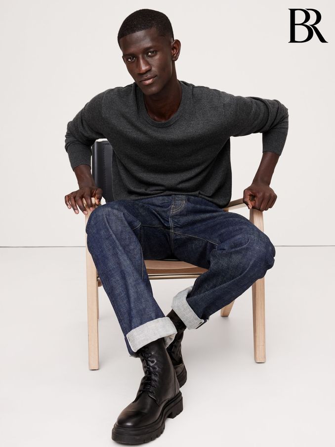 Banana Republic Grey Italian Merino Crew-Neck Jumper (E87820) | £80