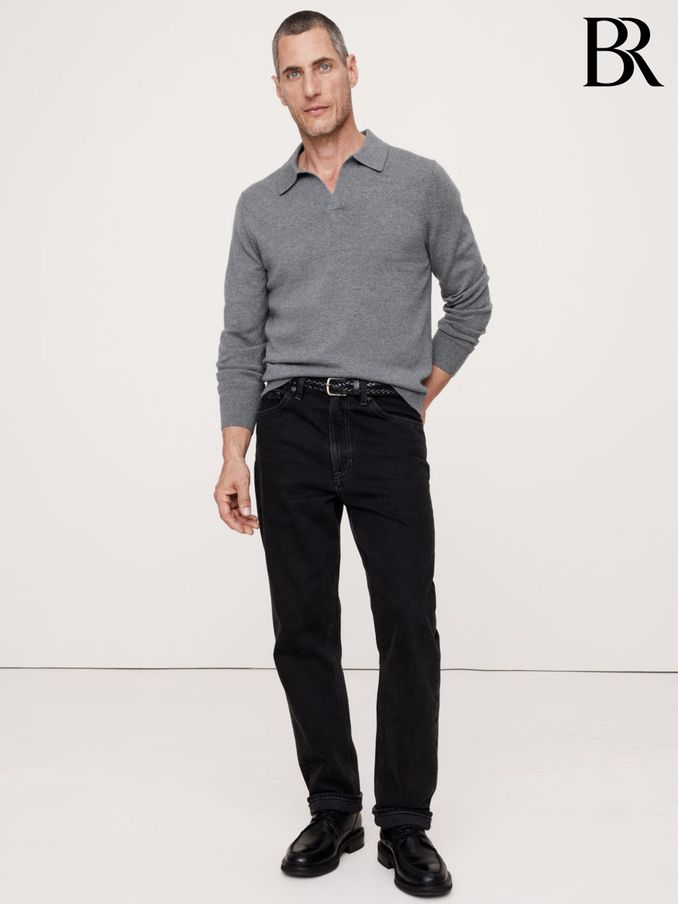 Banana Republic Grey Merino Wool Italian Jumper Polo (E87833) | £90