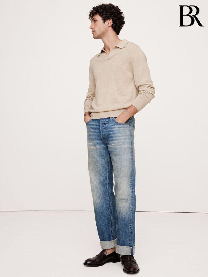 Banana Republic Beige Merino Wool Italian Jumper Polo (E87834) | £90
