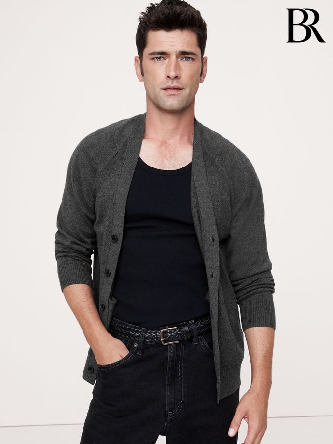 Banana Republic Grey Italian Merino Cardigan Jumper (E87838) | £120