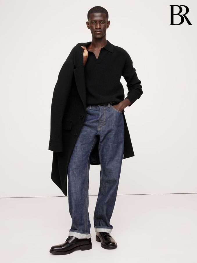 Banana Republic Black Wool-Cashmere Polo Shirt (E87841) | £165