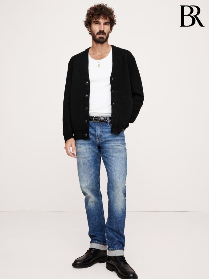 Banana Republic Black Relaxed Wool-Blend Cardigan Jumper (E87852) | £75