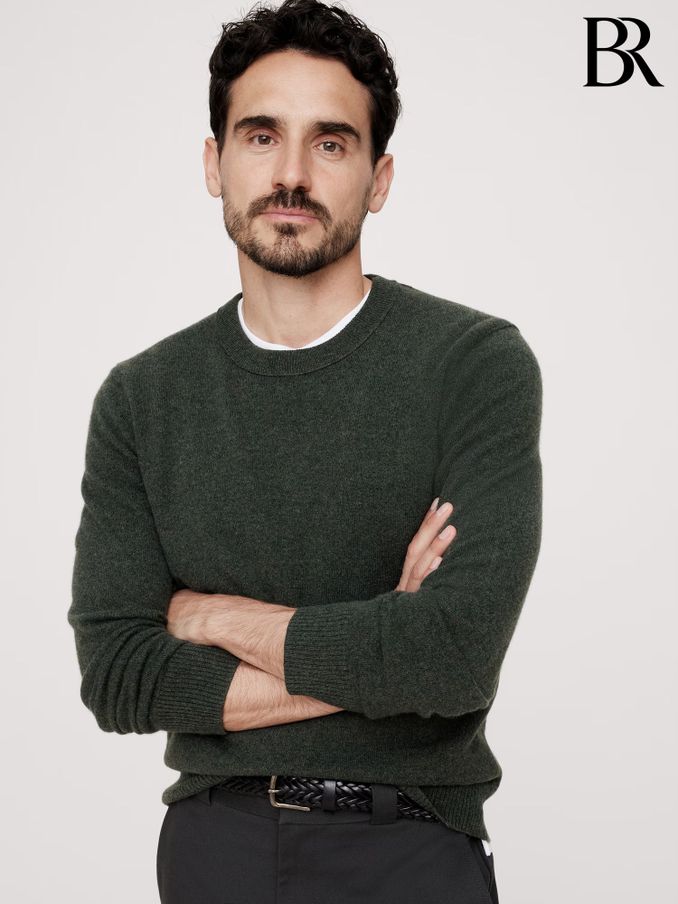 Banana Republic Khaki Green Alta Cashmere Crew Neck Jumper (E87855) | £195