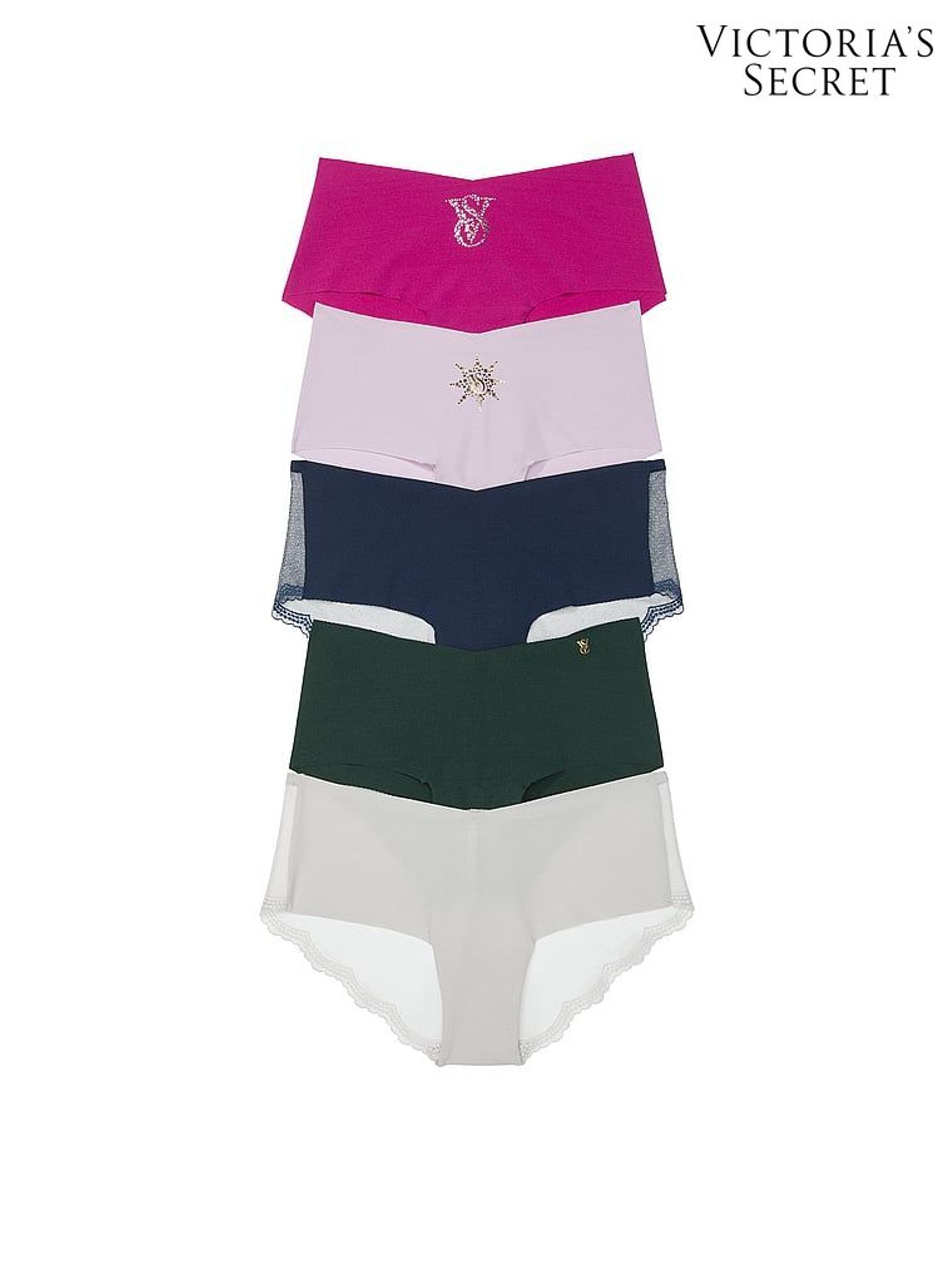 Pink/Purple/Navy Blue/Green/Grey Cheeky 5 Pack Knickers (E87918) | £27