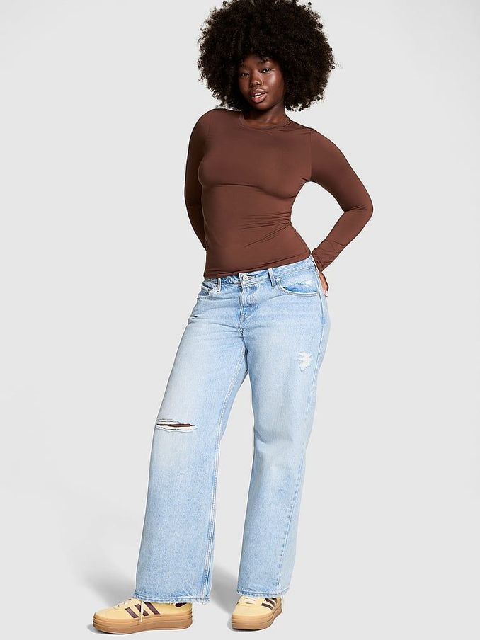 Ganache Brown Long Sleeve Soft Stretch T-Shirt (E87924) | £14