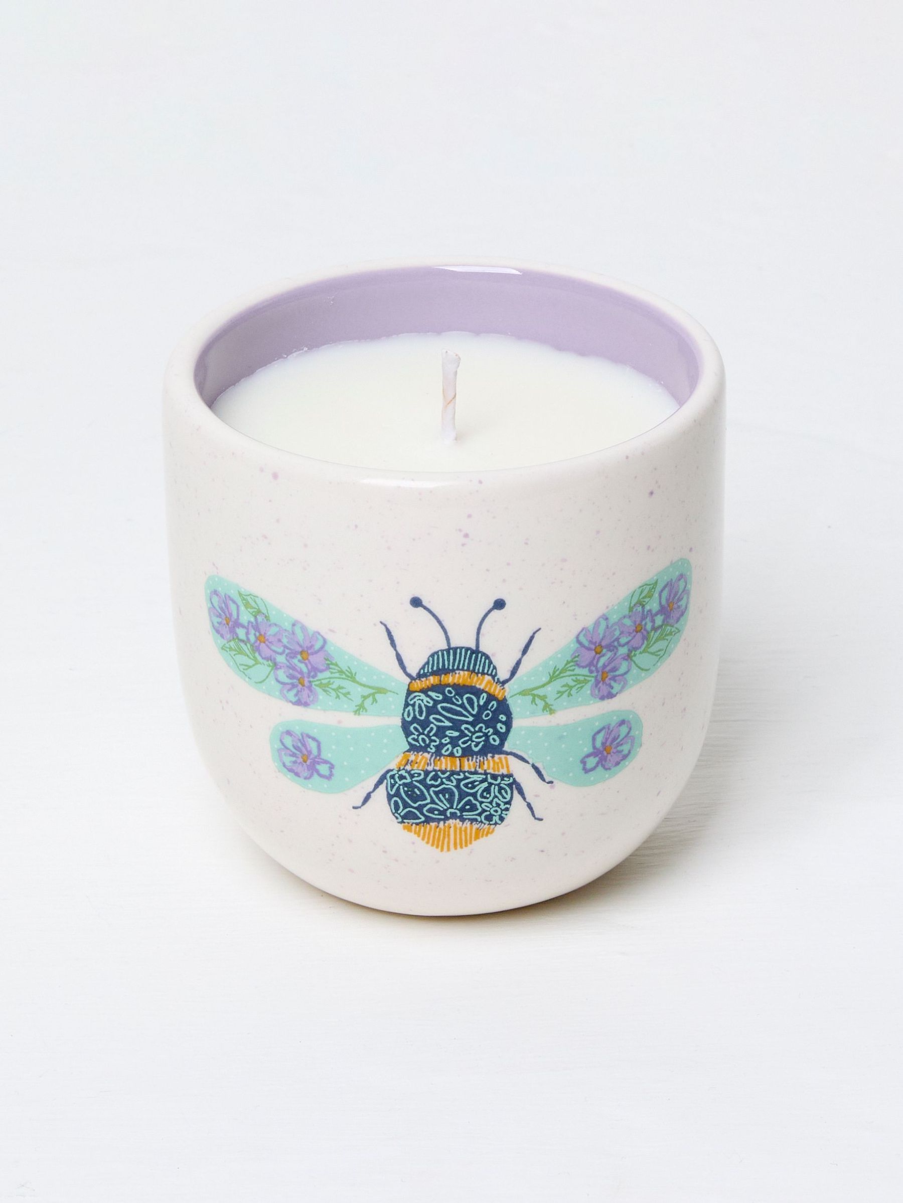 White Multi Bee Print Ceramic Candle (E88445) | £28