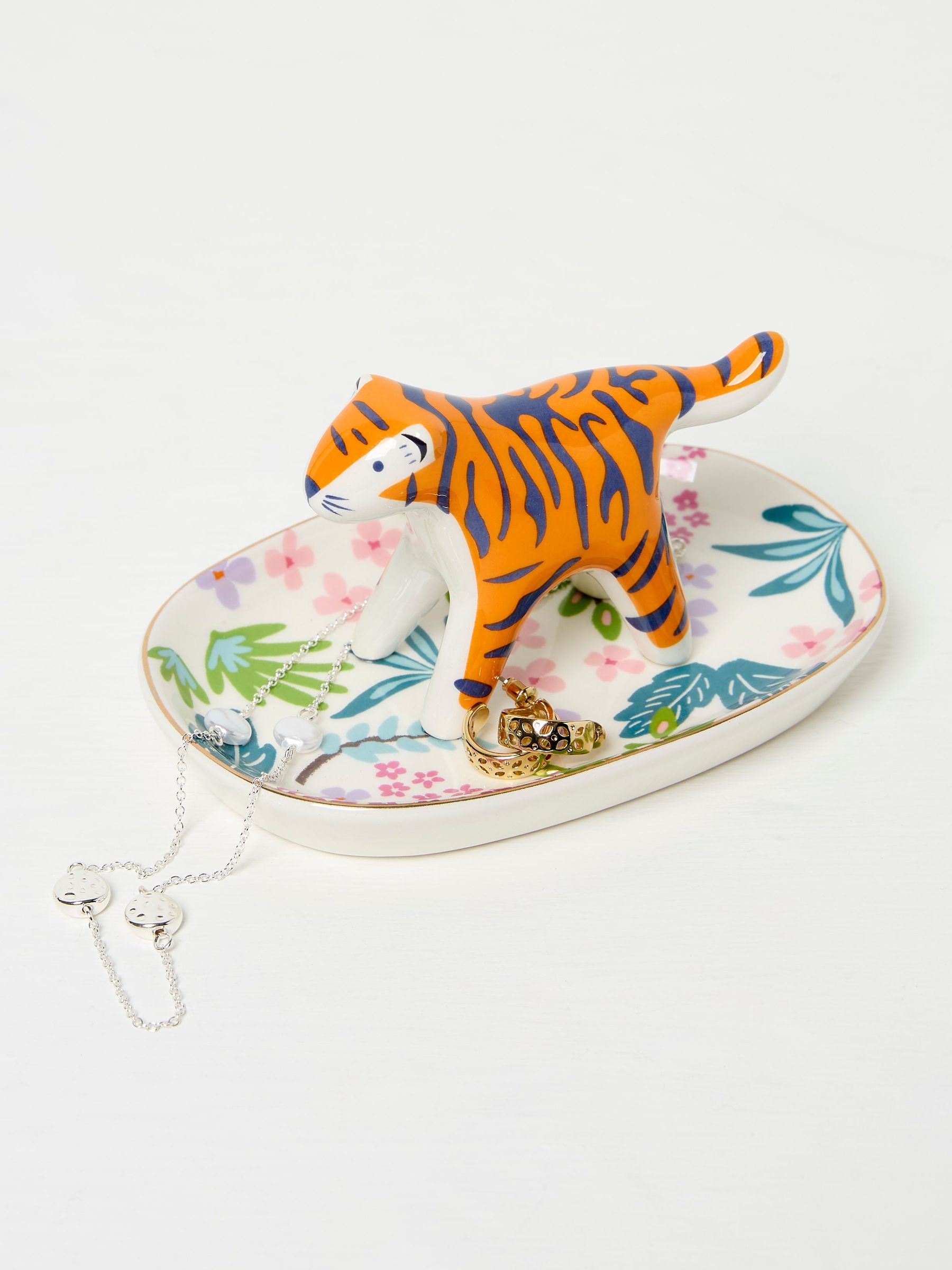 Multi Colour Tiger Trinket Dish (E88458) | £14