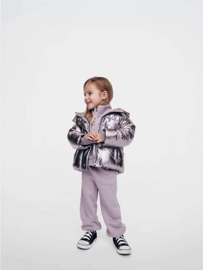 Silver Metallic Fleece-Lined Puffer Coat (6mths-5yrs) (E88711) | £50