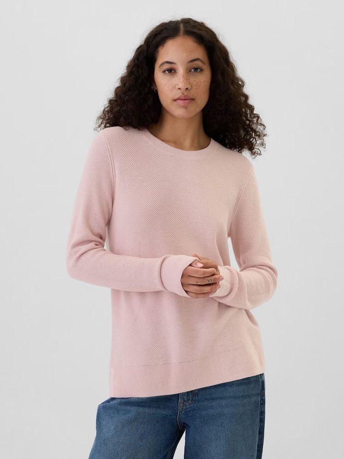 Pink Textured Crew Neck Bella Jumper (E88755) | £18