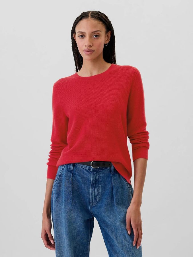 Red Textured Crew Neck Bella Jumper (E88756) | £18