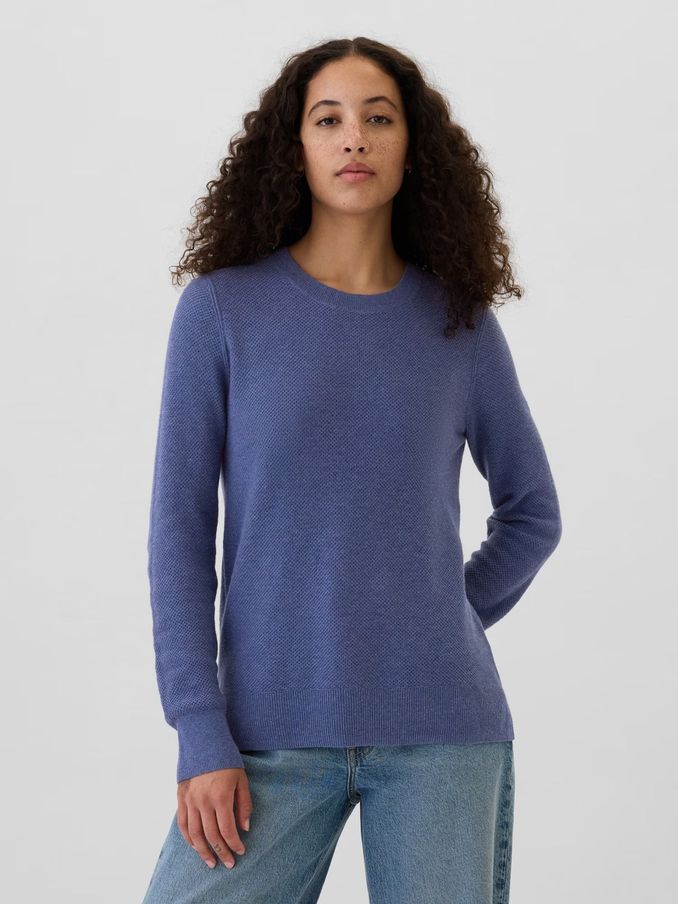 Blue Textured Crew Neck Bella Jumper (E88757) | £18